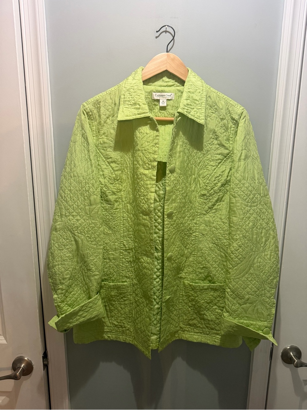 Coldwater Creek Quilted Silk Jacket in Lime Green Medium